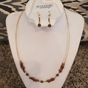 MULTI STRAND Wire Necklace and Earring set